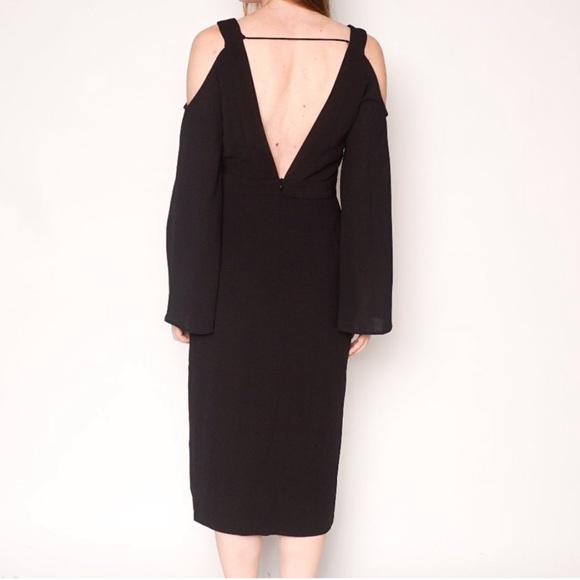 KEEPSAKE In Motion Cold Shoulder Black Midi Dress - Picture 4 of 5